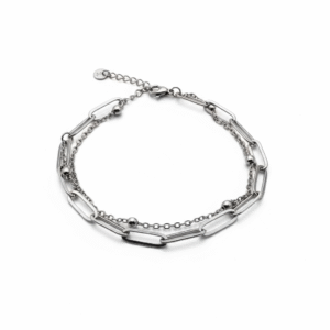 Silver Double Chain Bracelet – Modern Link Design