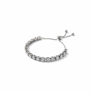 Silver Adjustable Tennis Bracelet – Sparkling Square-Cut Stones