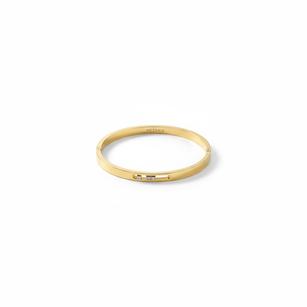 Luxury Gold Bangle – Minimalist Design with Sparkling Diamond Touch