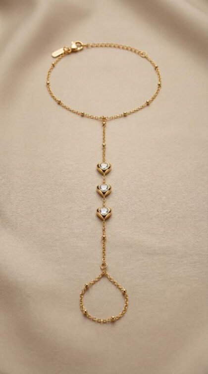 Golden Heart Hand Bracelet