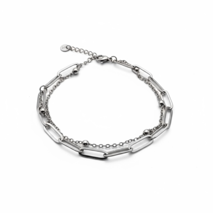 Silver Double Chain Bracelet – Modern Link Design