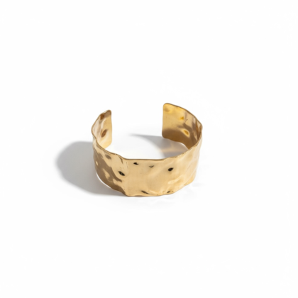 Hammered Gold-Plated Open Cuff Bracelet
